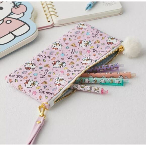 New Pink Sanrio Hello Kitty Pencil Case Pen Zipper Bag Holder Cosmetic Pouch - Picture 1 of 3